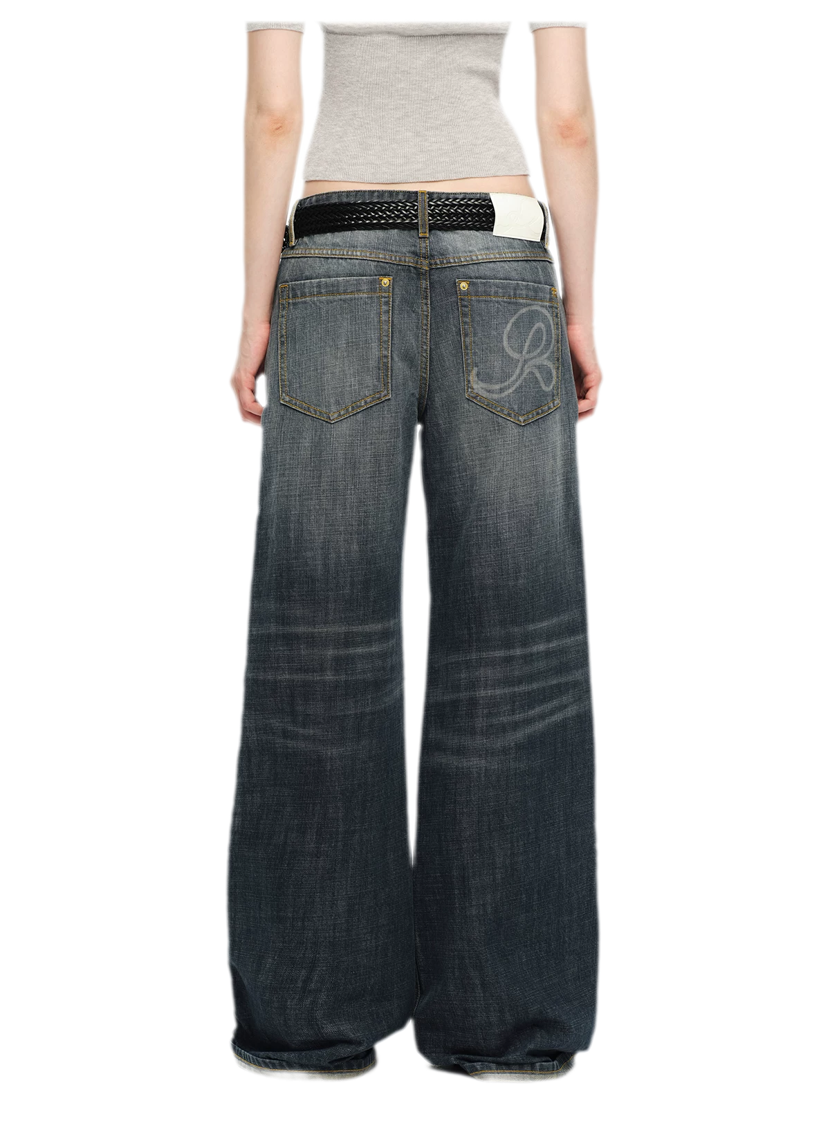 Washed Cotton Straight-Leg Jeans