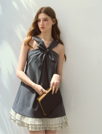 Halter Bow A-Line Dress