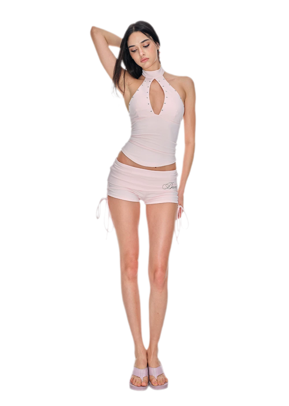 Stud Keyhole Halter Vest