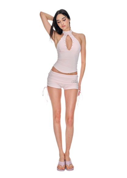 Stud Keyhole Halter Vest