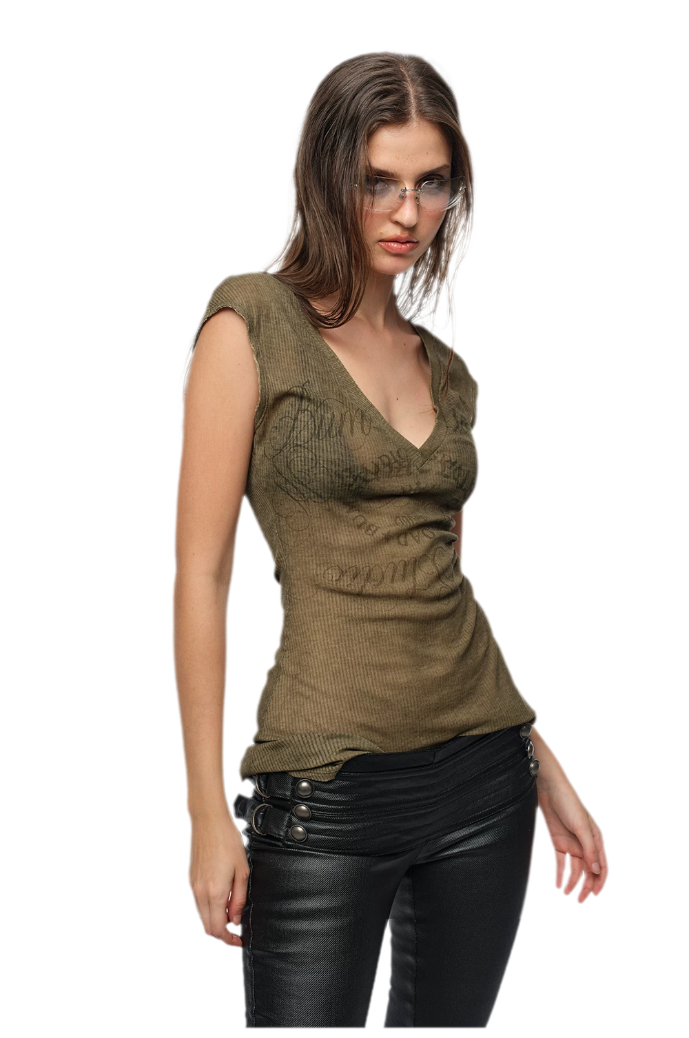 Coated Slim Flared Pants