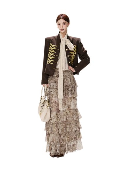 Textured Cropped Stand-Collar Jacket