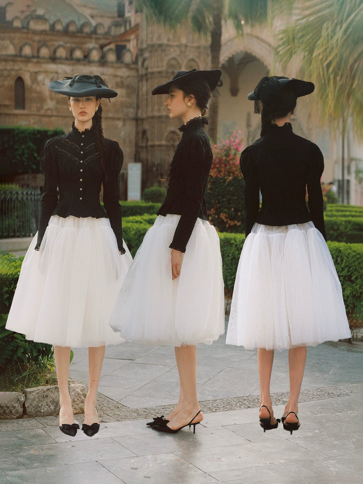 Lace Trim Victorian Midi Dress