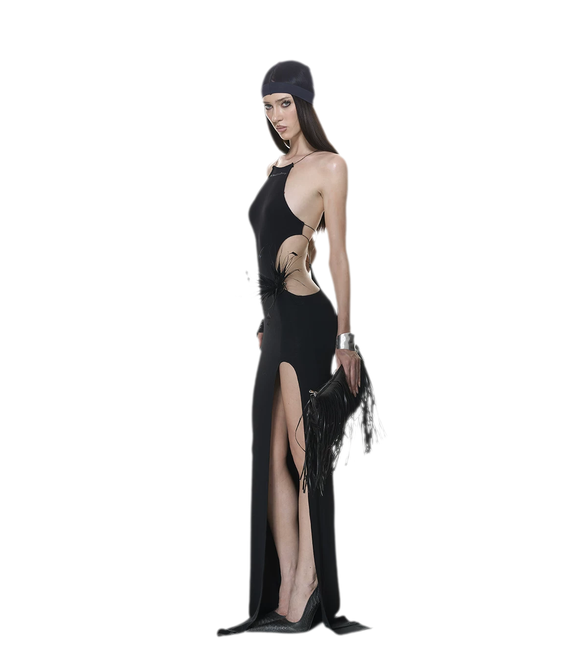 Backless Halter Slit Dress