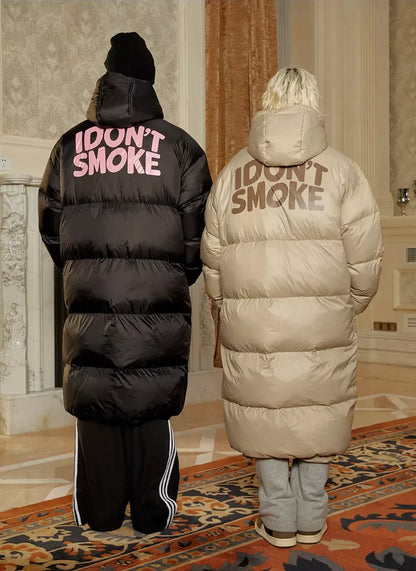 Long Hooded Duck Down Jacket