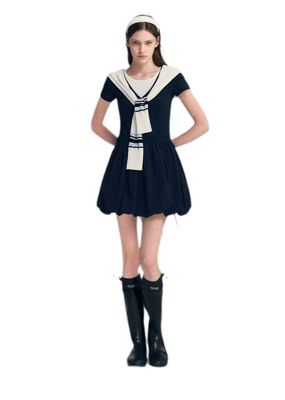 Contrast Trim Bubble Dress