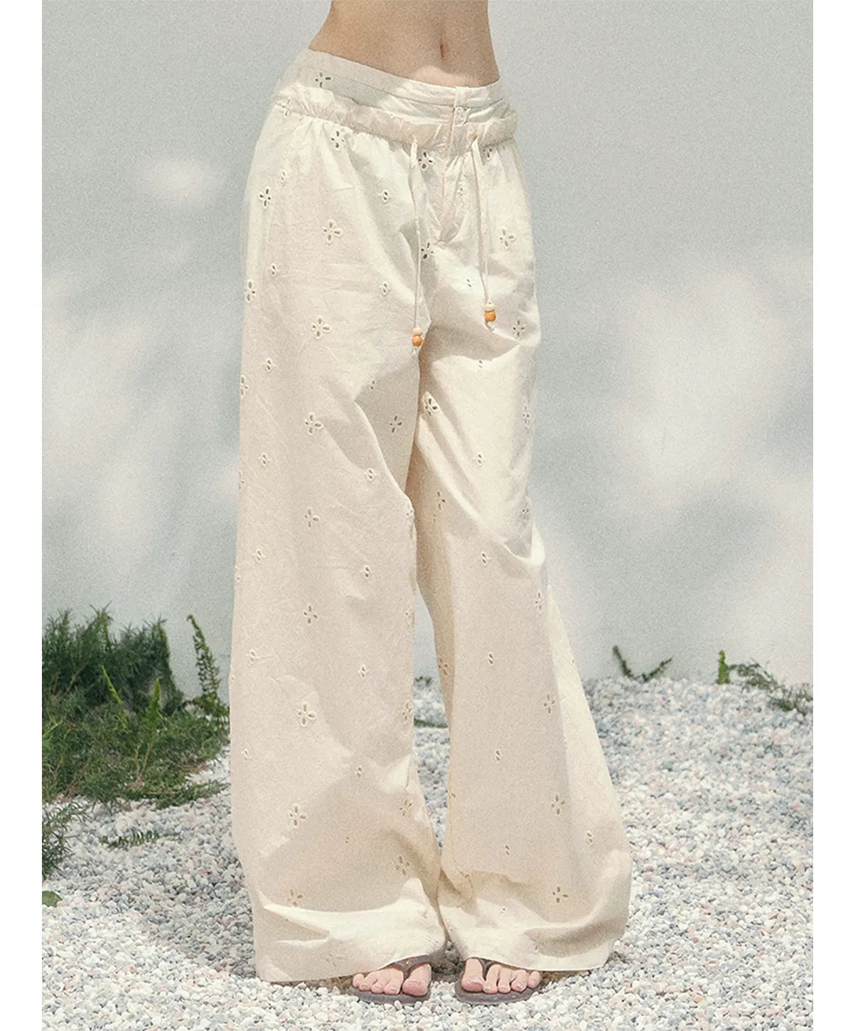 Wide-Leg Embroidered Pants