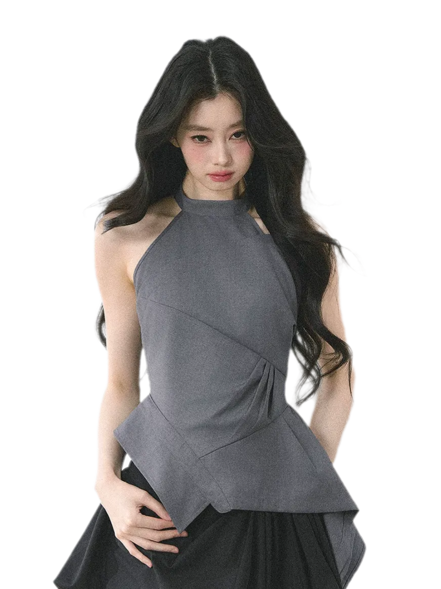 AOMALM Halter Sculpted Crop Tee – view 2