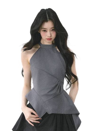 Halter Sculpted Crop Tee