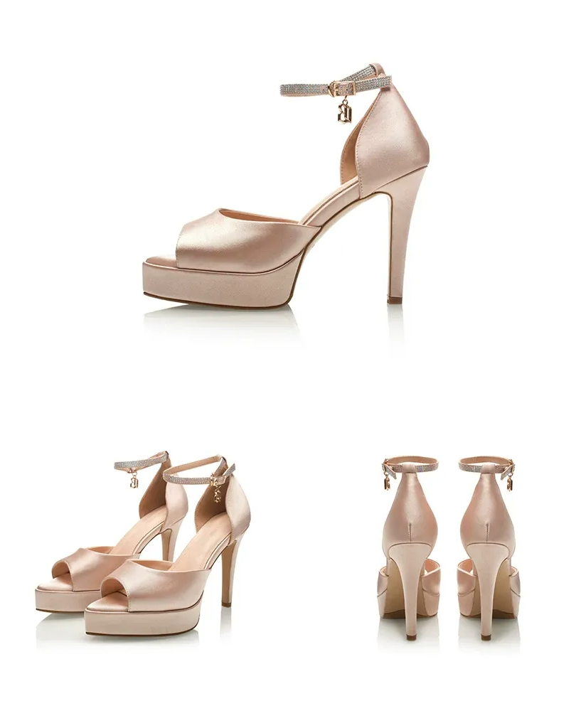 Satin Platform Peep-Toe Heels