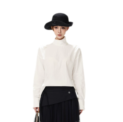Lyocell Mock-Neck Waist Shirt