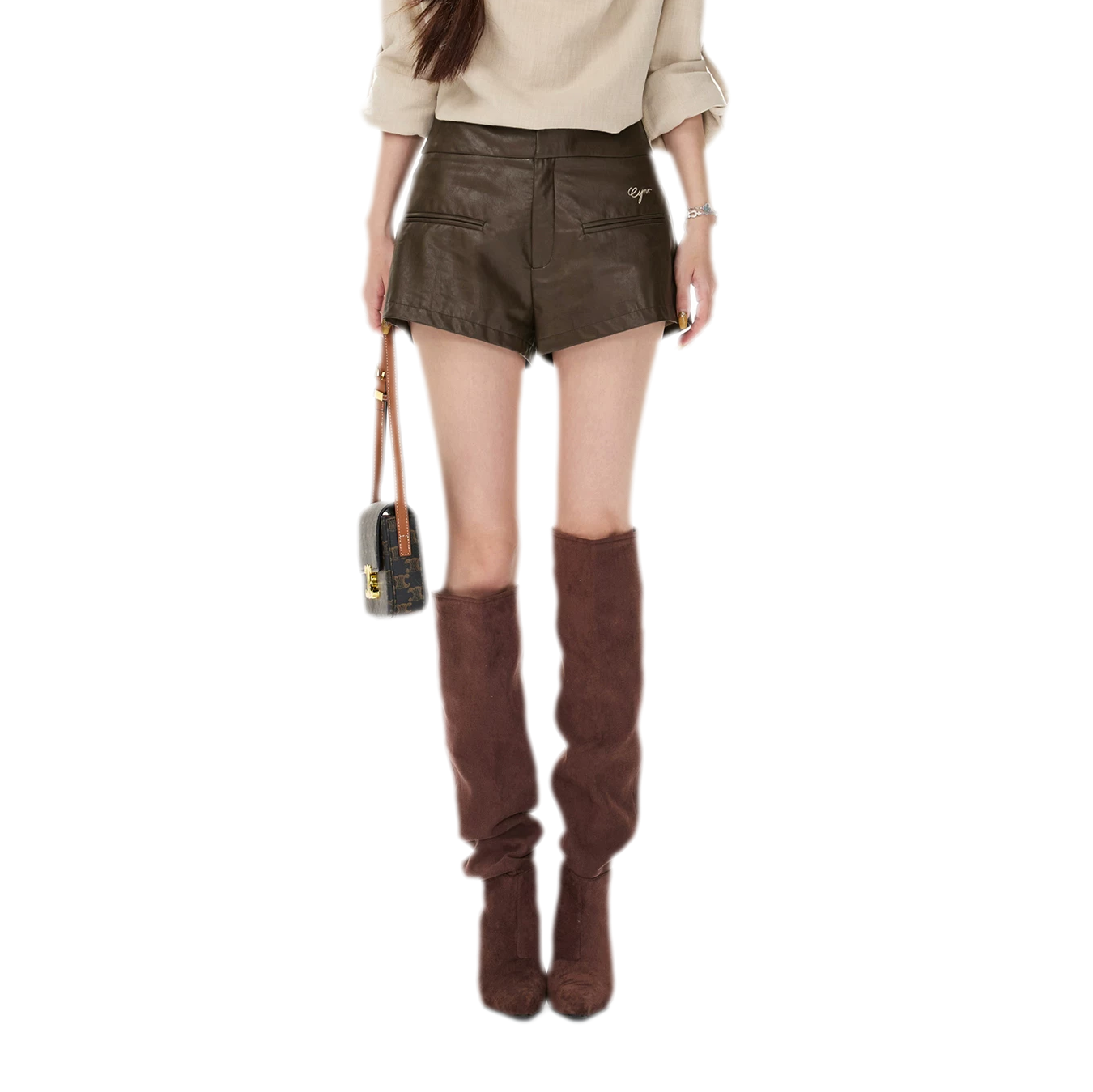 Matte PU High-Waisted Shorts