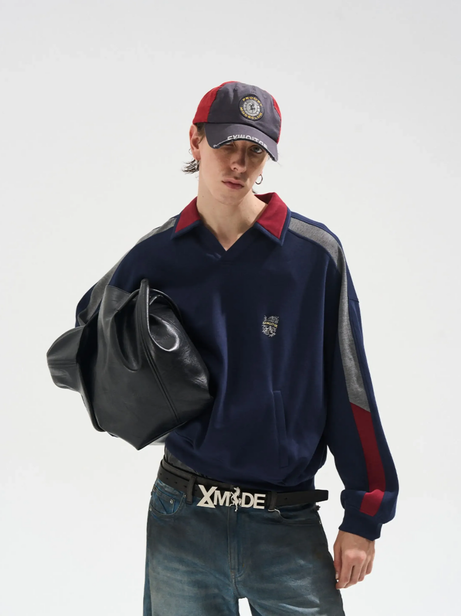 Contrast Polo Panel Sweatshirt