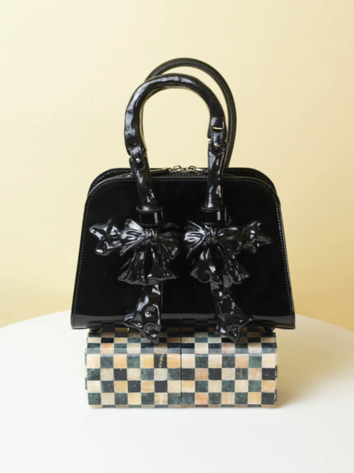 Ceramic Glossy Bow Structured Handbag