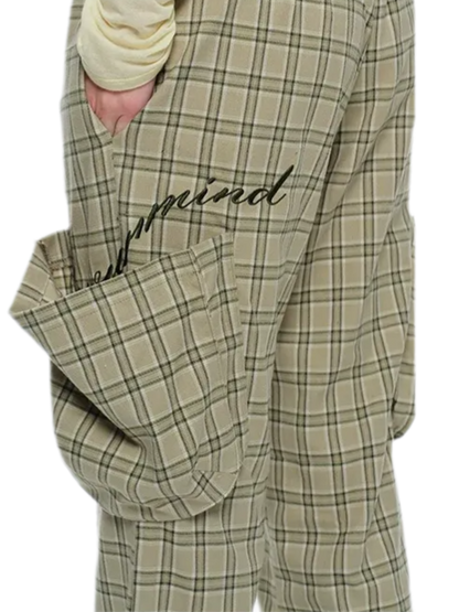 Plaid Drawstring Cargo Pants
