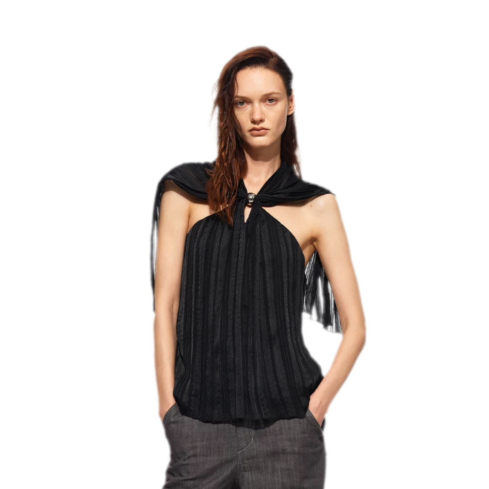 Shimmer Crinkle Halter Top