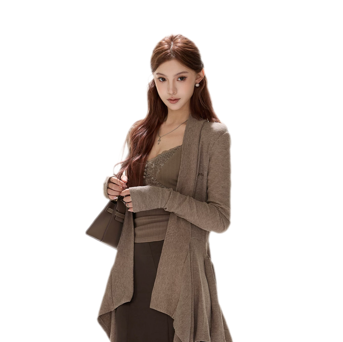 Matte Drape Irregular Hem Cardigan
