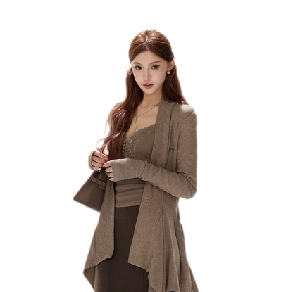 Matte Drape Irregular Hem Cardigan