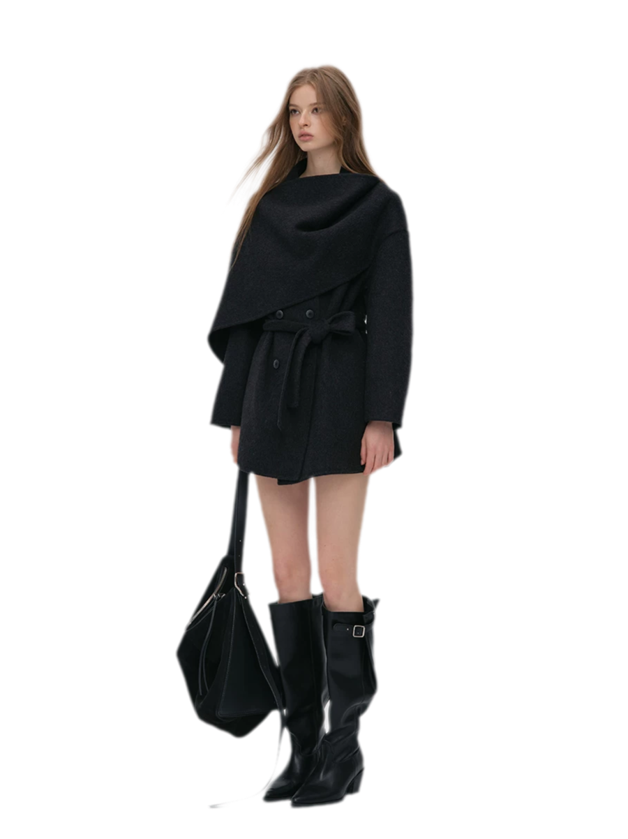 Double-Faced Wool Cape Coat