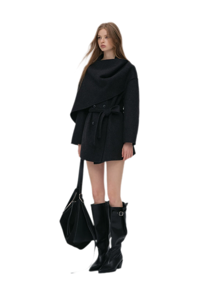 Double-Faced Wool Cape Coat
