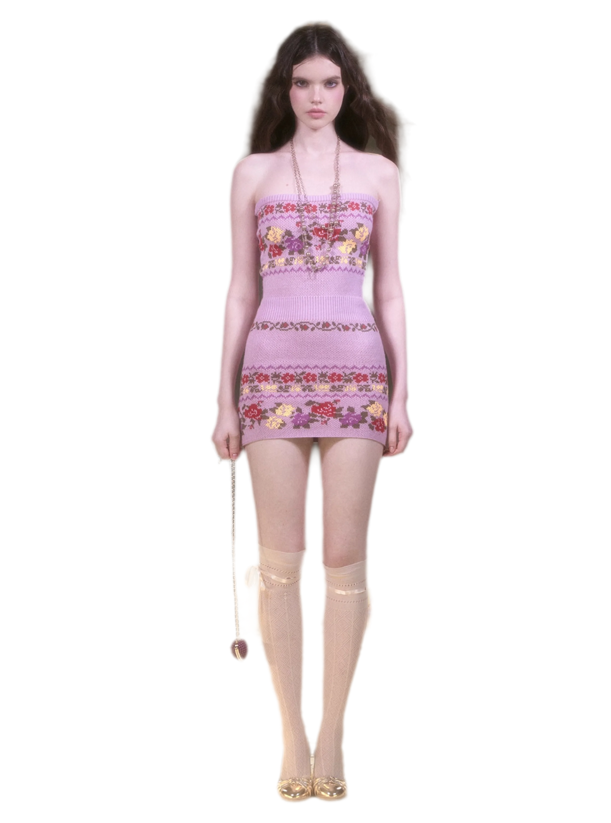 Robe pull rose Fair Isle