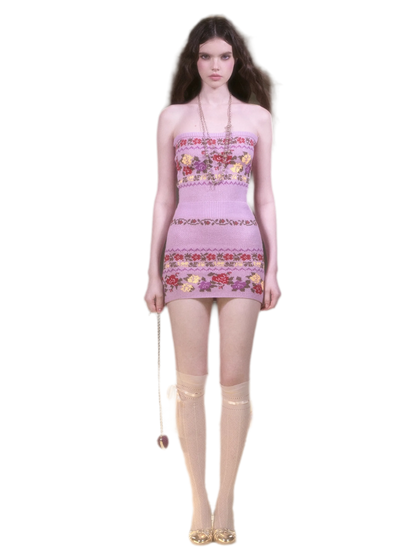 Robe pull rose Fair Isle