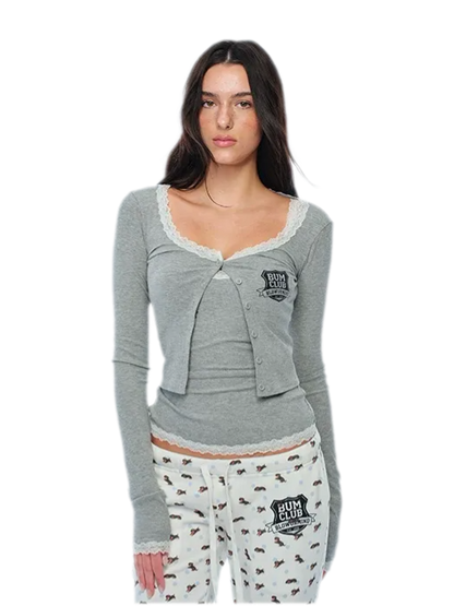 Áo camisole họa tiết viền ren