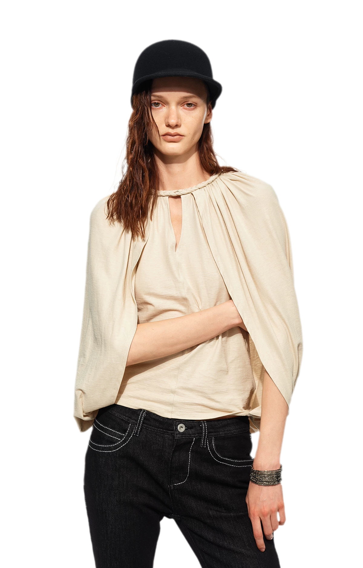 Cotton Cape Sleeve Top