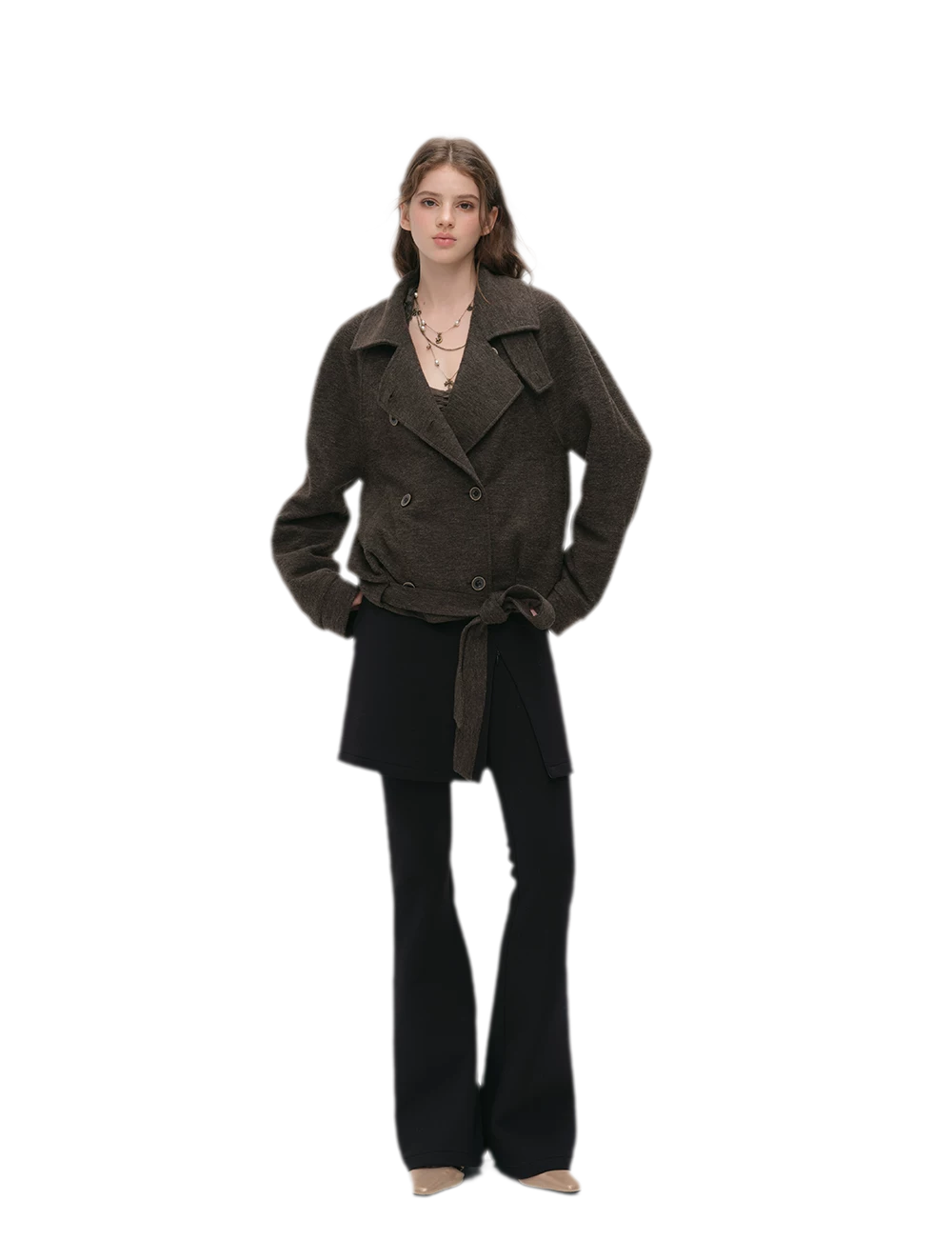 Brushed Wool Blend Short Coat