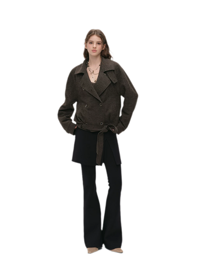 Brushed Wool Blend Short Coat