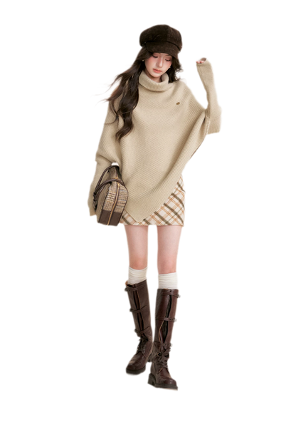 High Neck Poncho Sweater