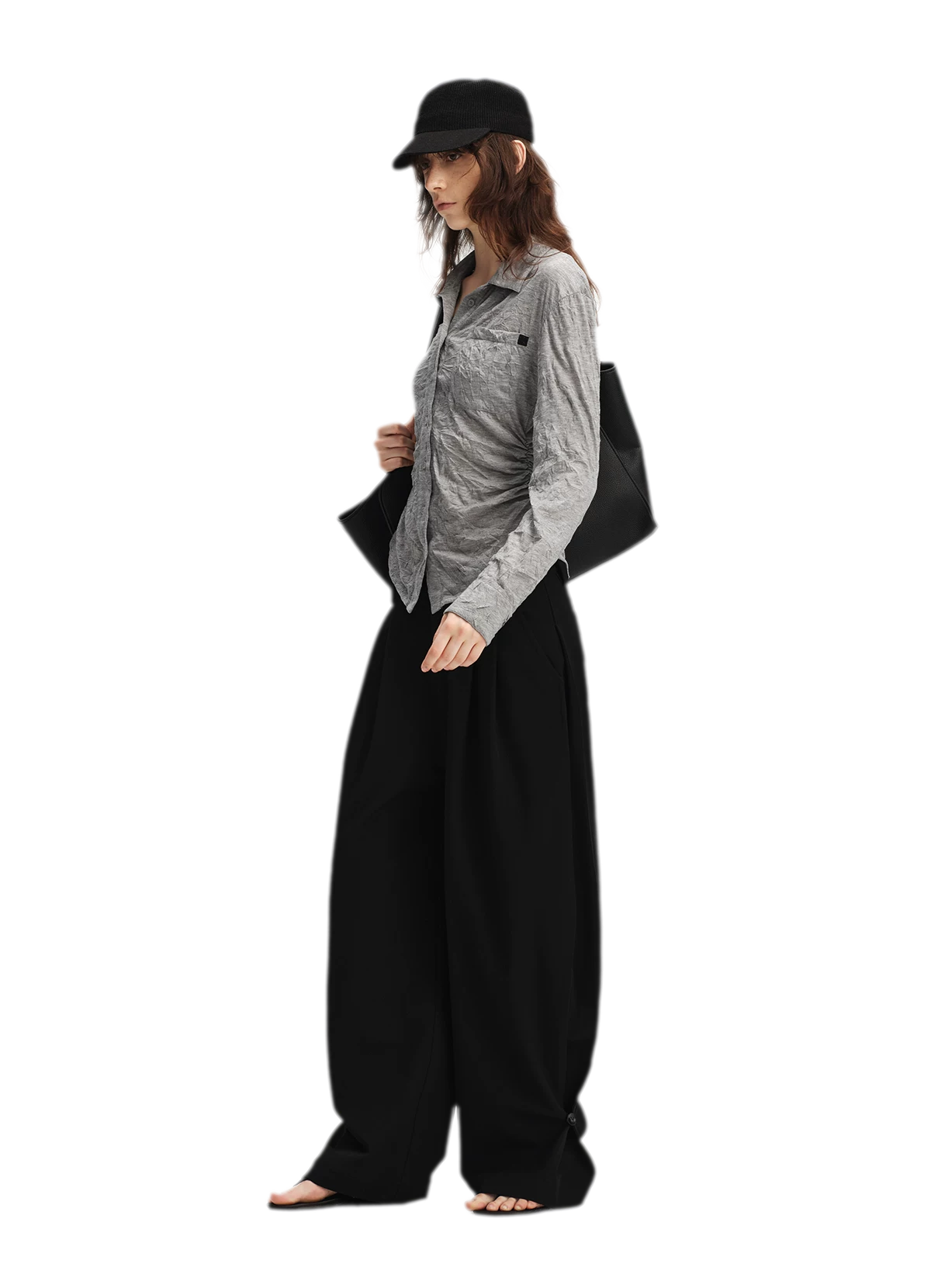 Double Pleat Wide-Leg Suit Pants