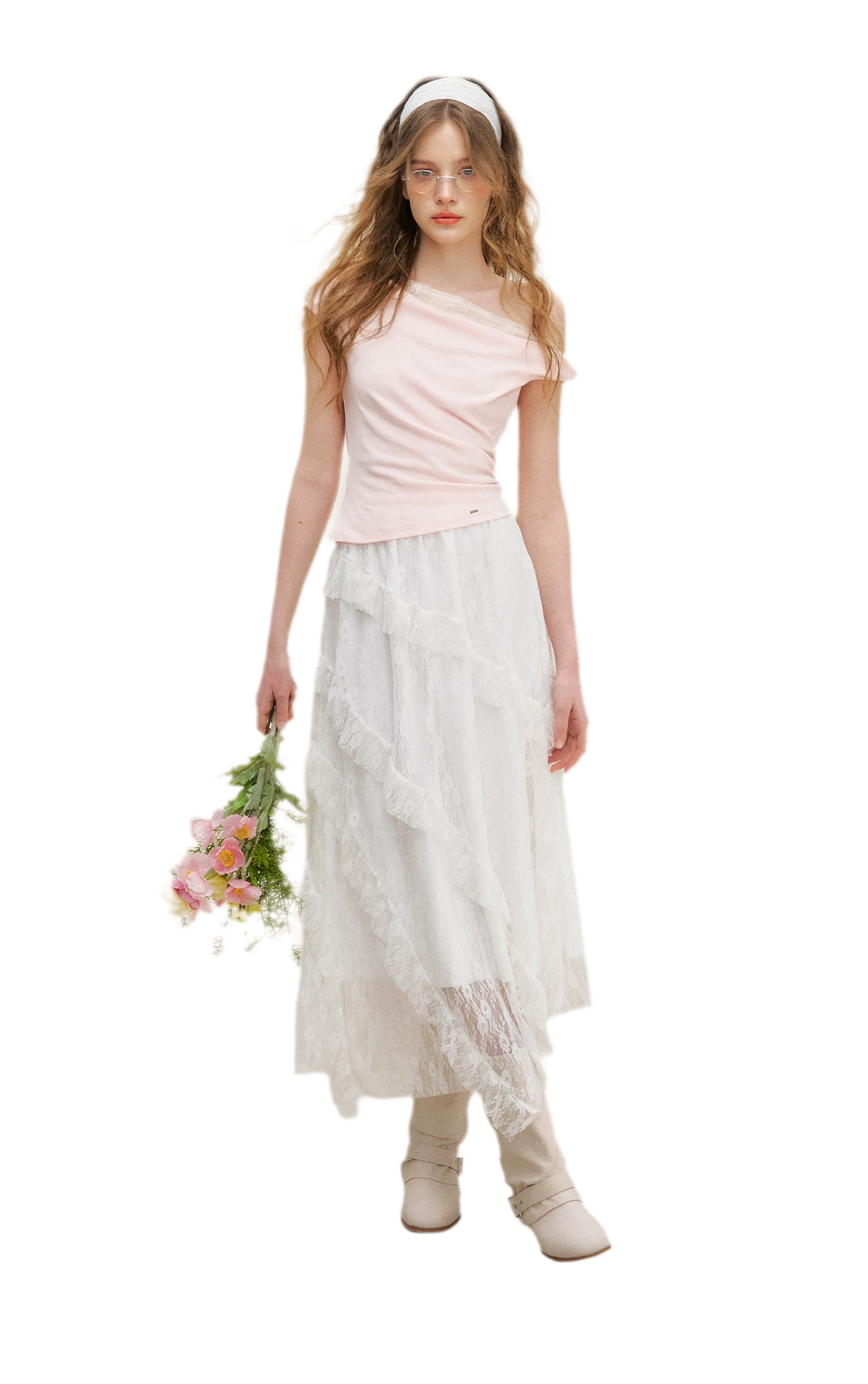 Asymmetric Lace Short Sleeve T-Shirt