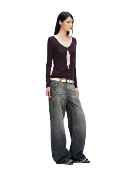 Lyocell Faux Two-Piece Top