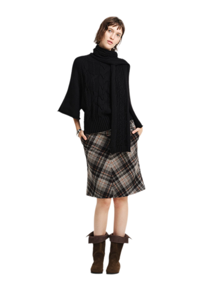 Kabelstrick-Cape-Pullover