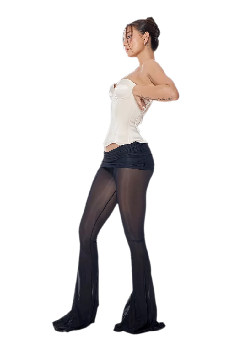 Sheer Mesh Flared Pants