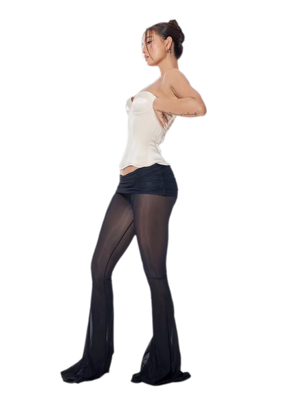 Sheer Mesh Flared Pants
