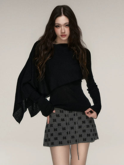 Stretch Shawl Cape Sweater