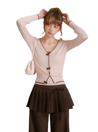 Wool Bow Trim Knit Set
