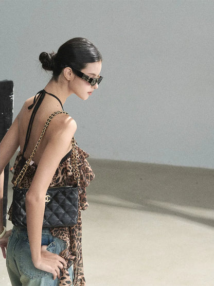 Leopard Ruffle Halter Top