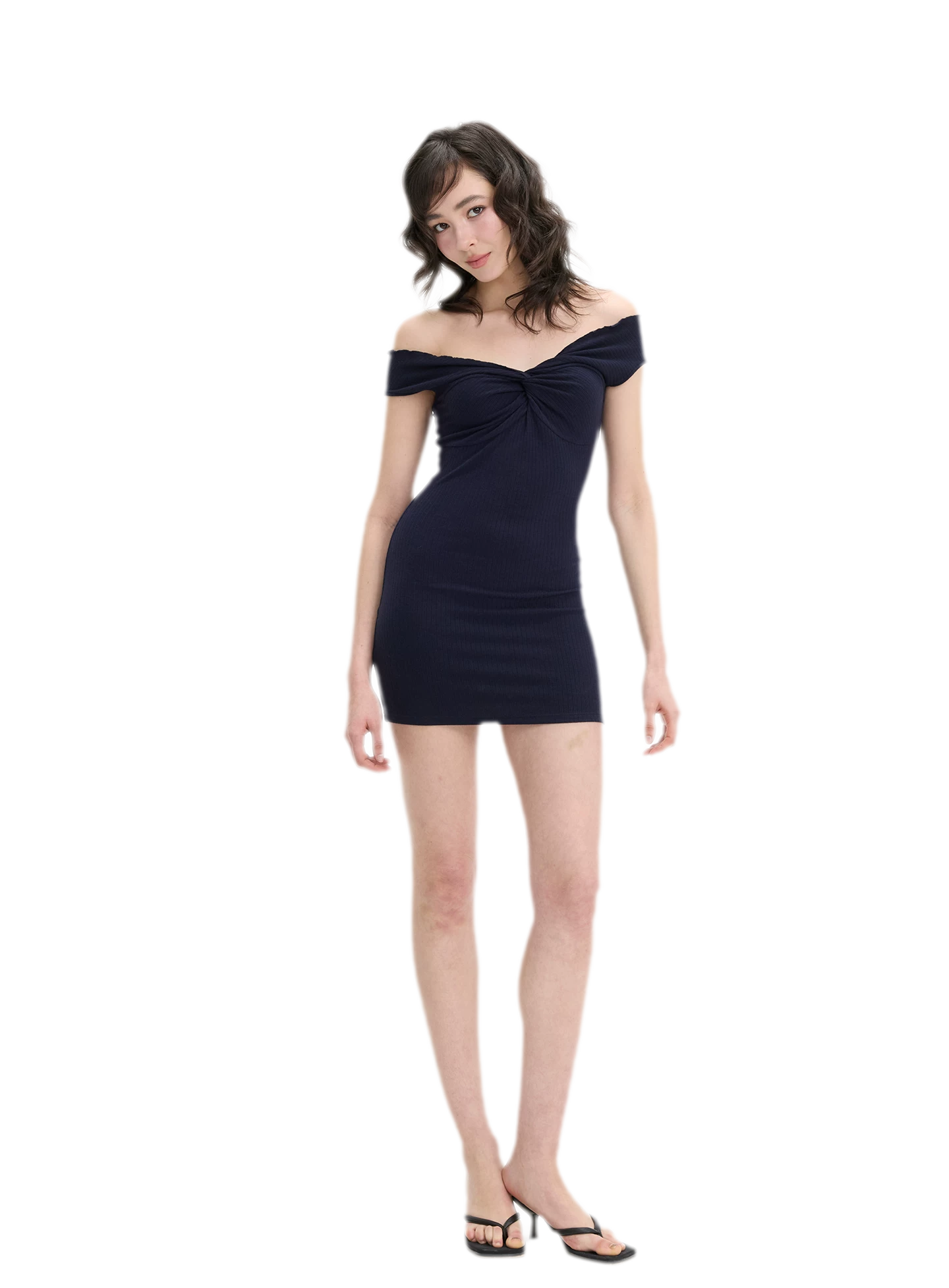 Ruched Twist Off-Shoulder Dress