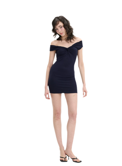 Ruched Twist Off-Shoulder Dress