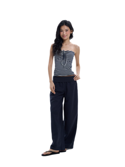 Striped Drawstring Bandeau Top