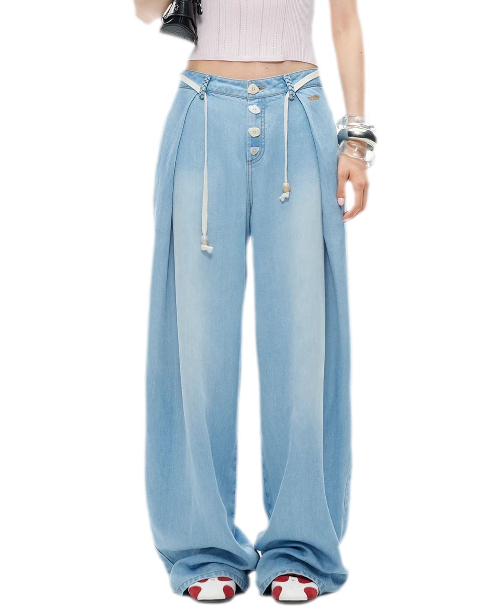 Tencel Denim Loose Wide-Leg Pants