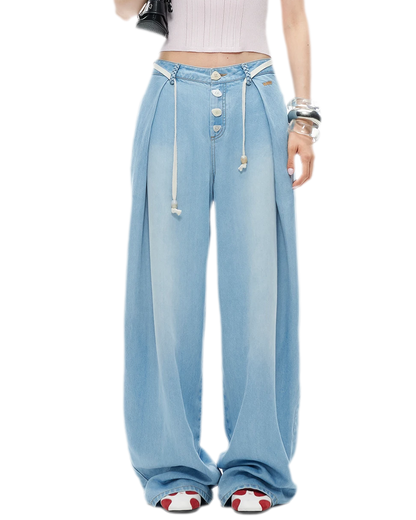 Tencel Denim Loose Wide-Leg Pants