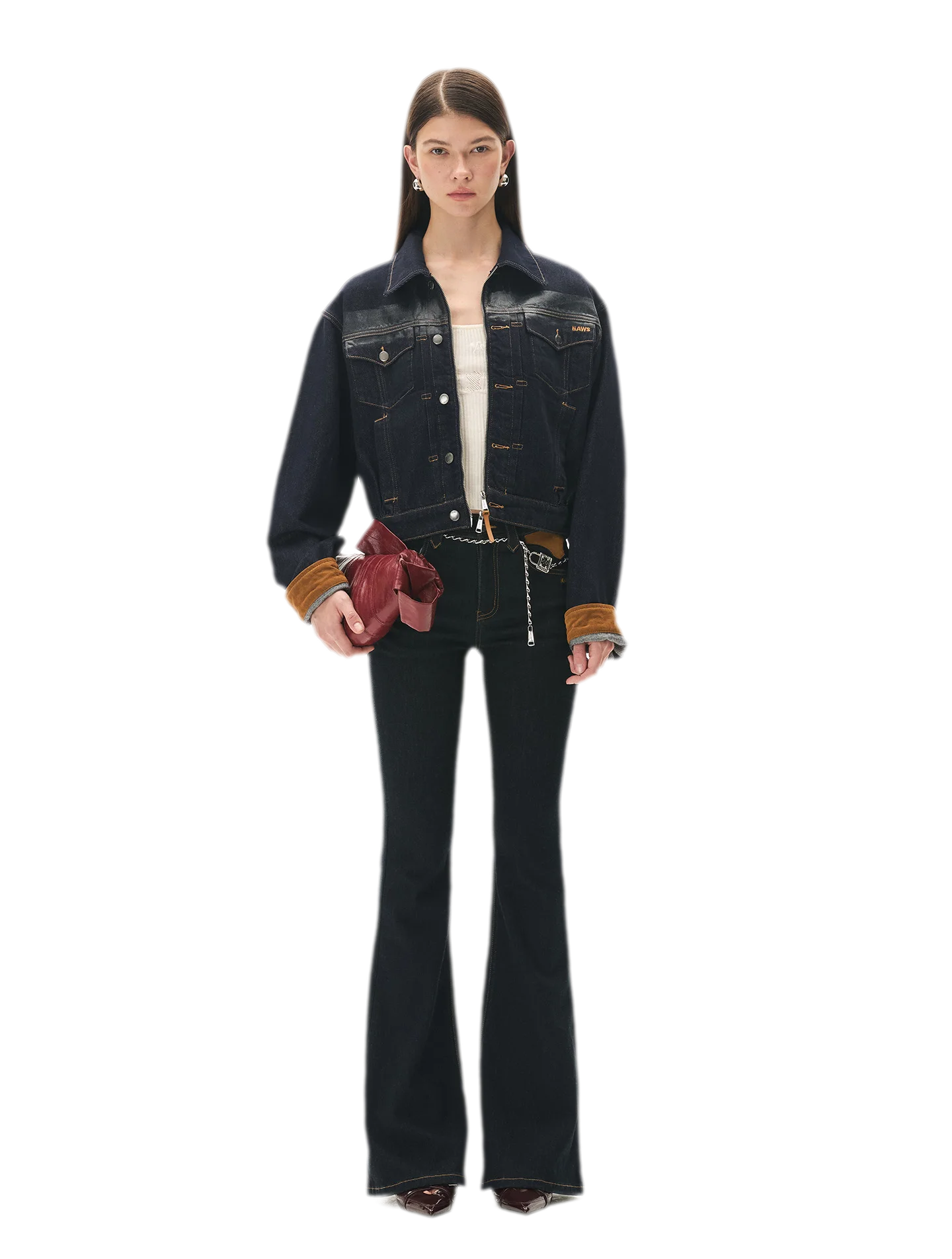 Openwork Jacquard Slim Knit Vest
