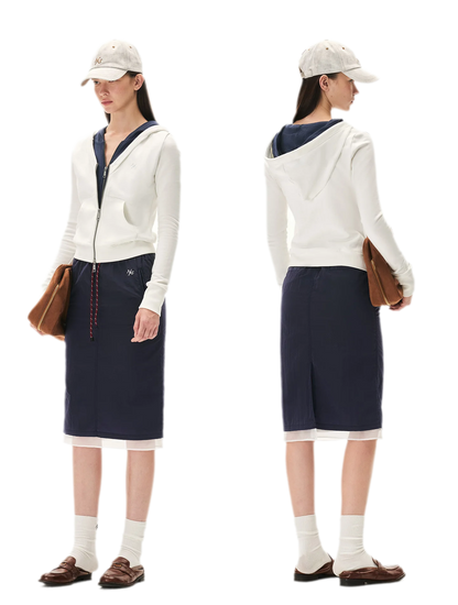 Paneled Faux-Two-Piece Hooded Sweatshirt