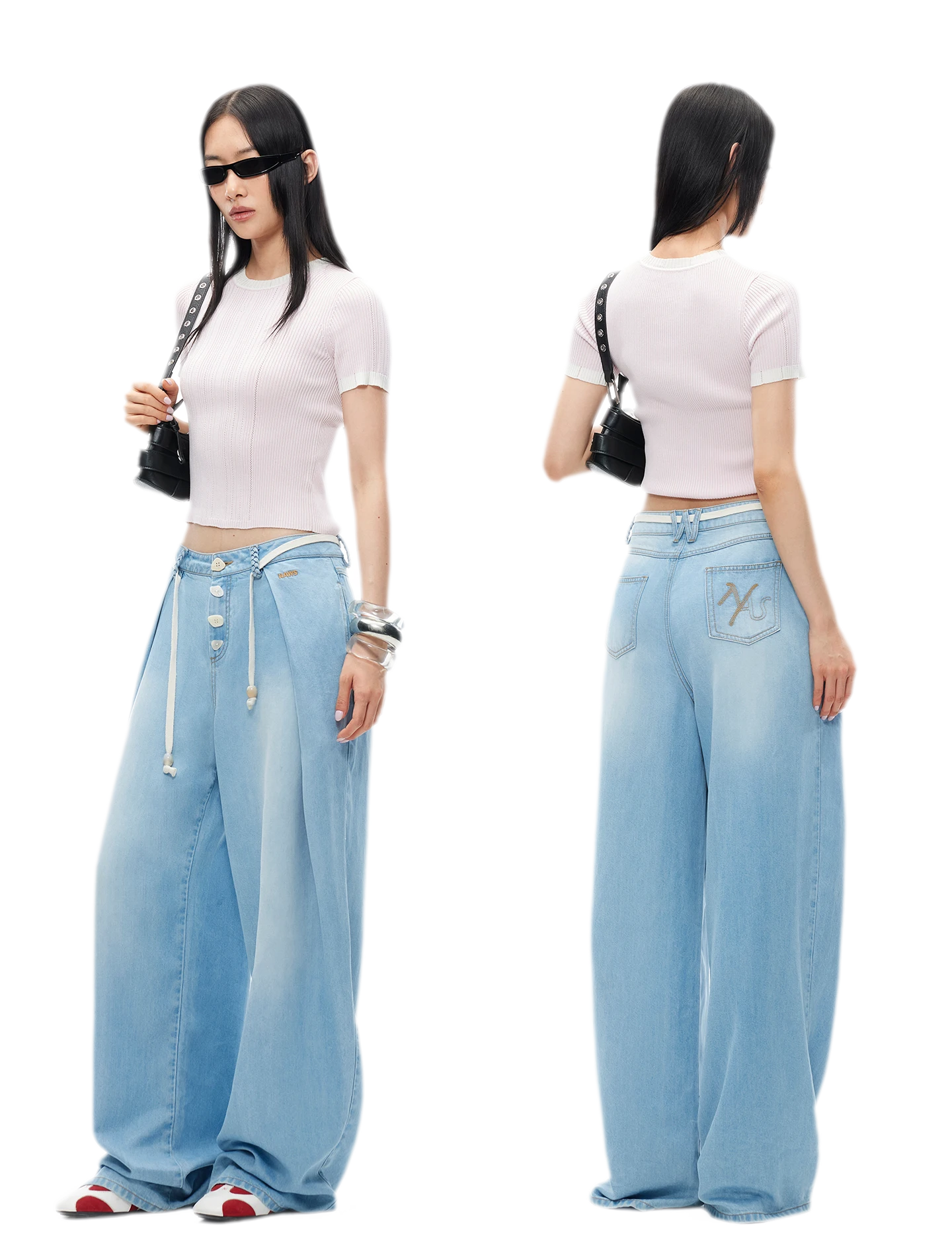 Tencel Denim Loose Wide-Leg Pants