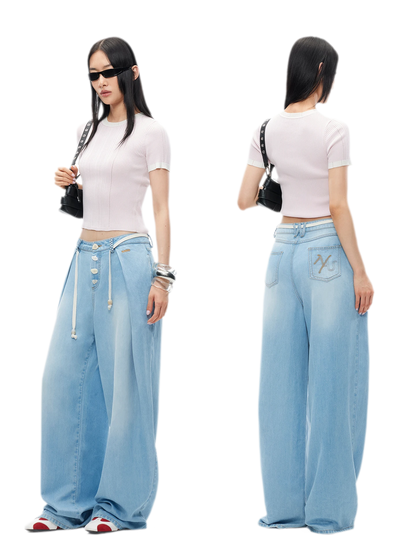 Tencel Denim Loose Wide-Leg Pants