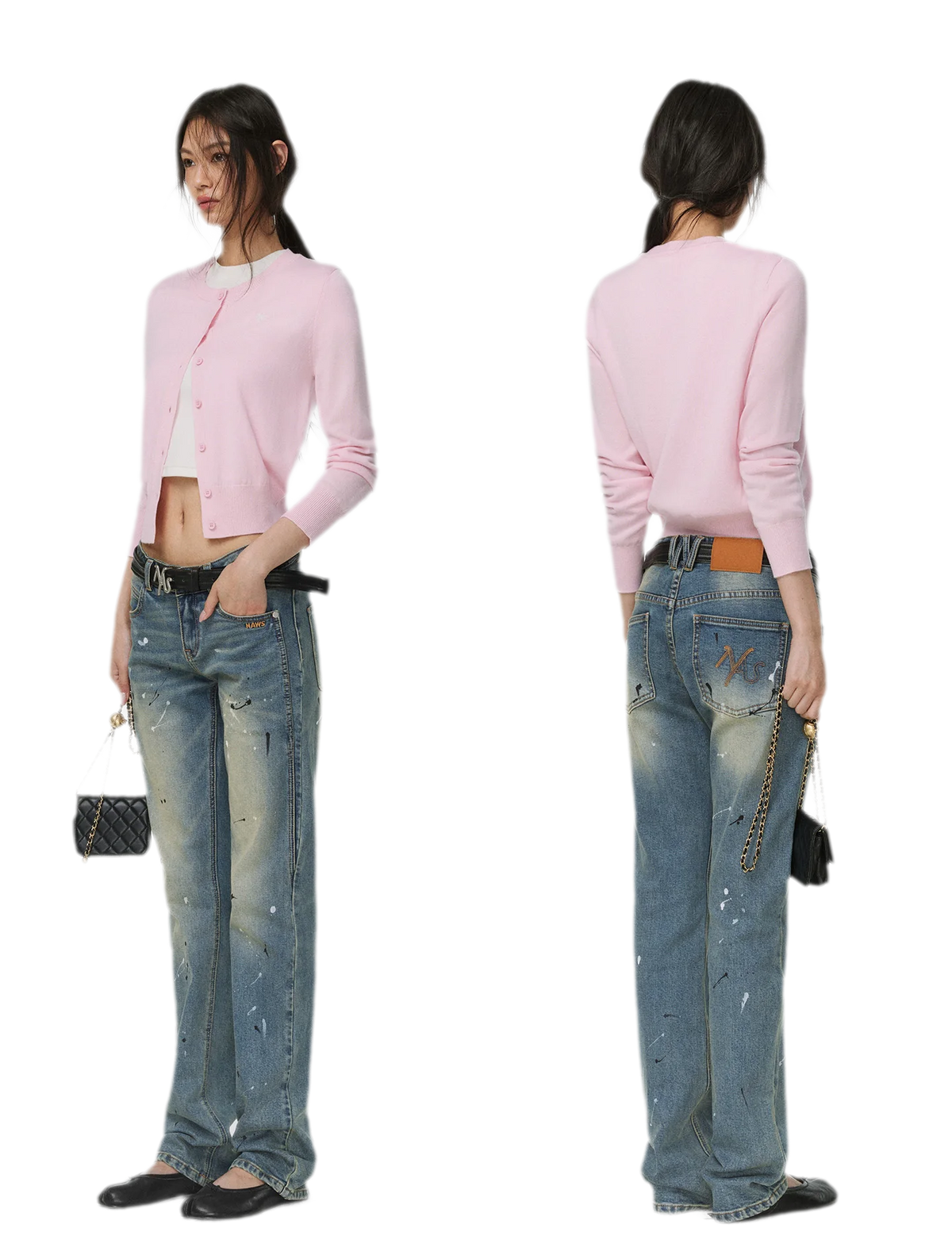 Gewaschene Distressed-Slim-Jeans